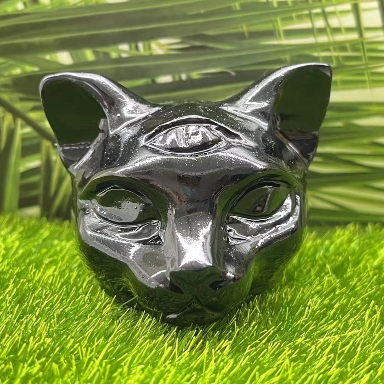 5CM Cat Head Carving Natural Crystal