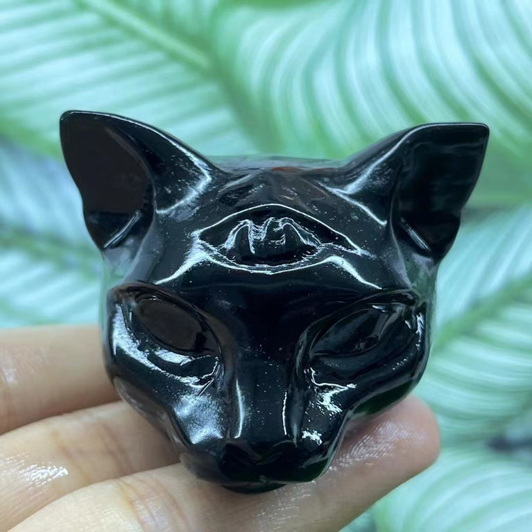 5CM Cat Head Carving Natural Crystal