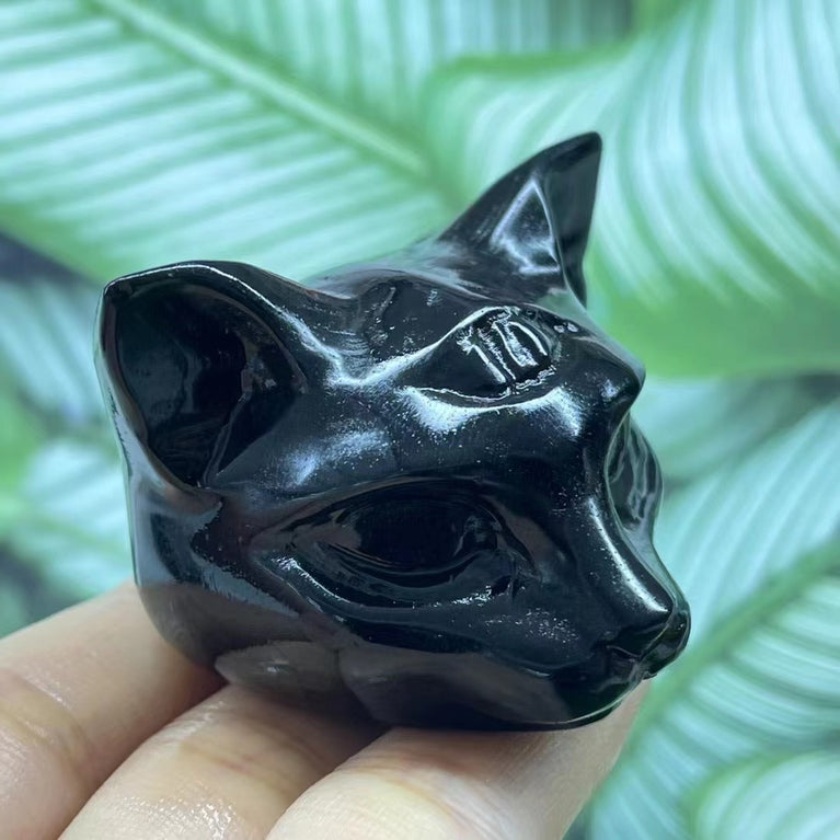 5CM Cat Head Carving Natural Crystal