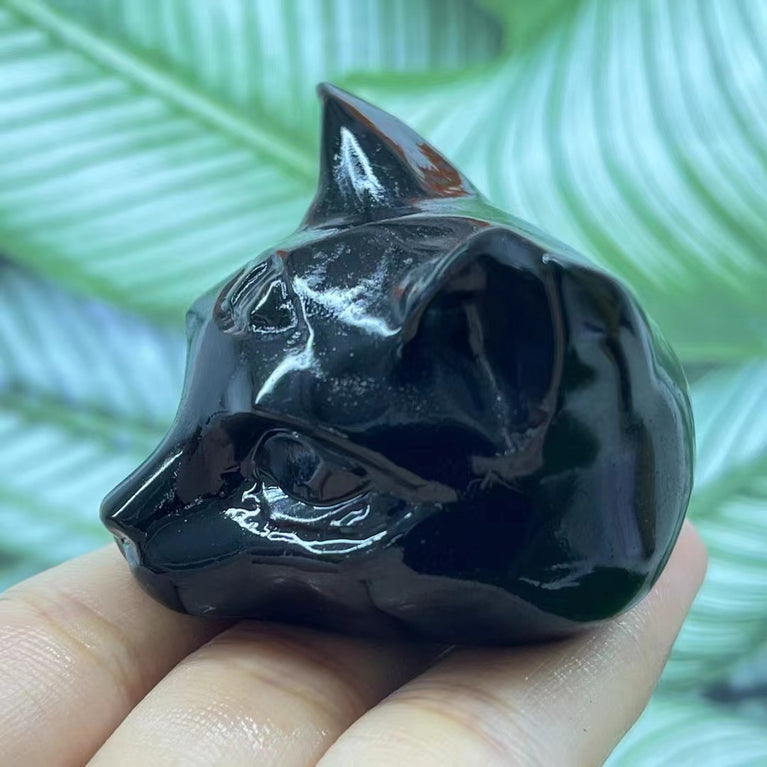 5CM Cat Head Carving Natural Crystal