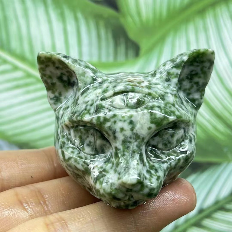 5CM Cat Head Carving Natural Crystal