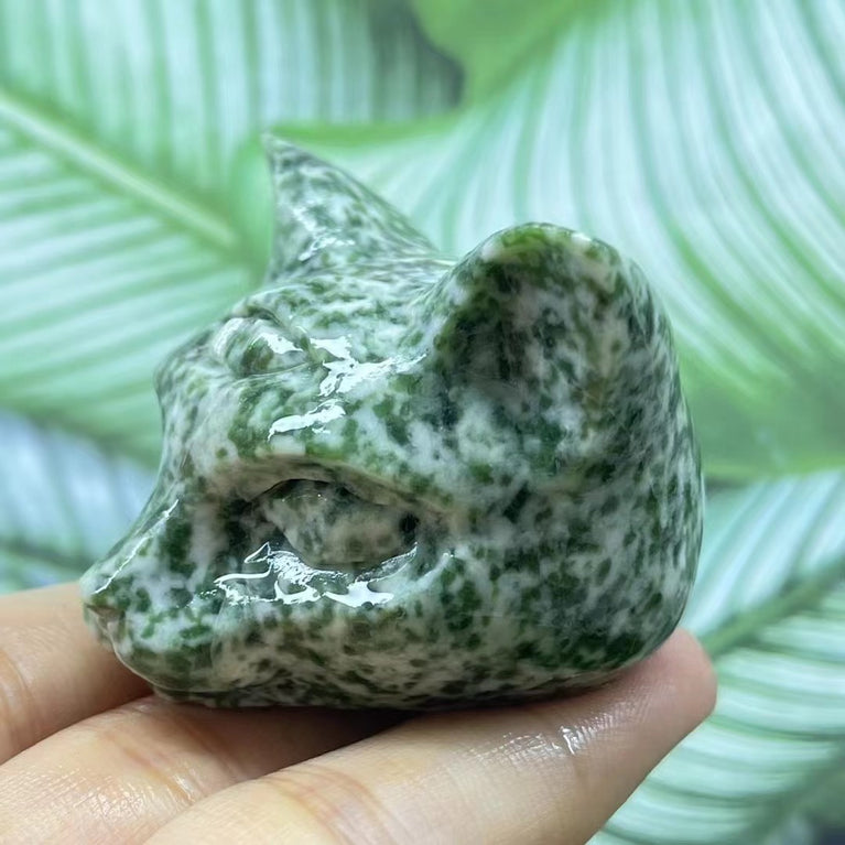 5CM Cat Head Carving Natural Crystal