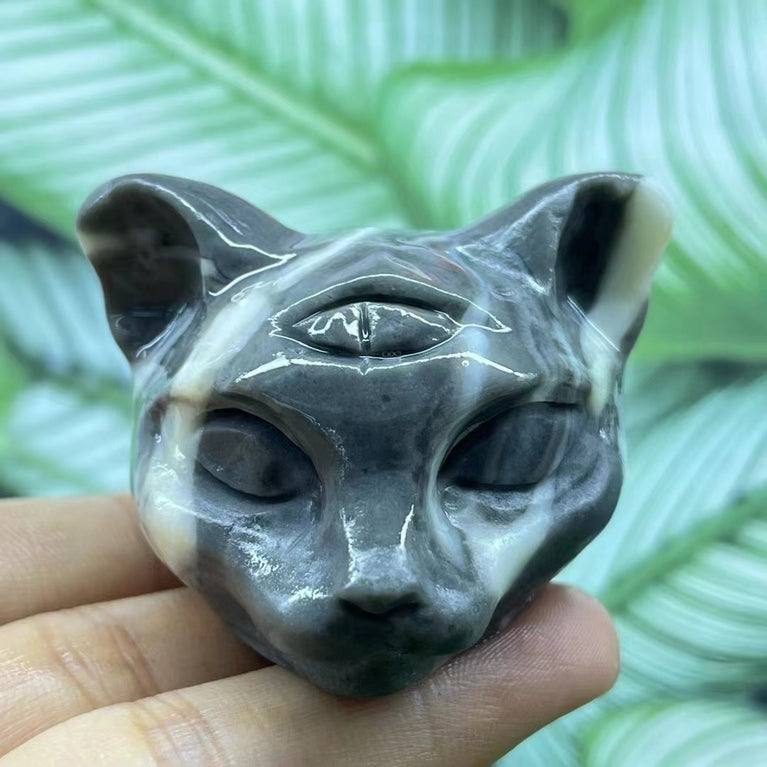 5CM Cat Head Carving Natural Crystal