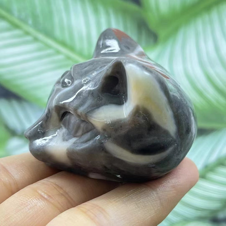 5CM Cat Head Carving Natural Crystal