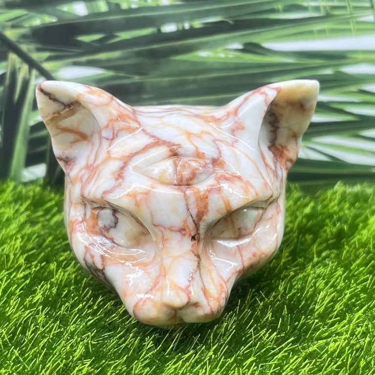 5CM Cat Head Carving Natural Crystal