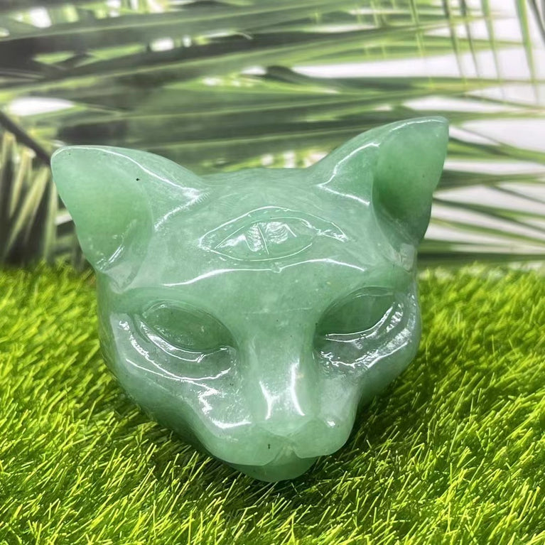 5CM Cat Head Carving Natural Crystal