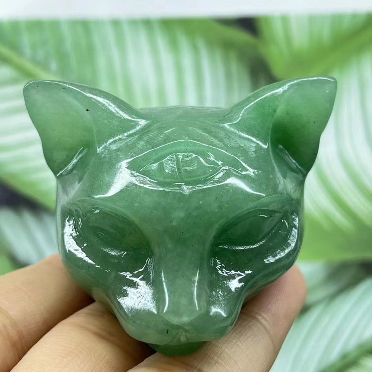 5CM Cat Head Carving Natural Crystal