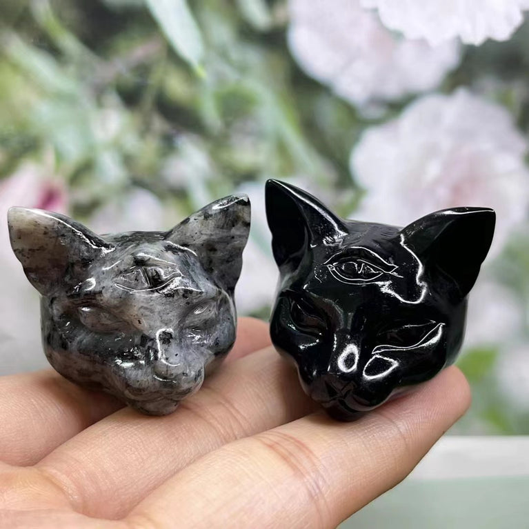 5CM Cat Head Carving Natural Crystal