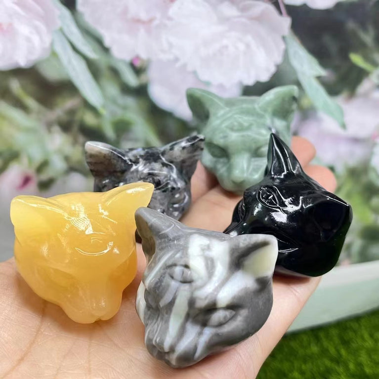 5CM Cat Head Carving Natural Crystal