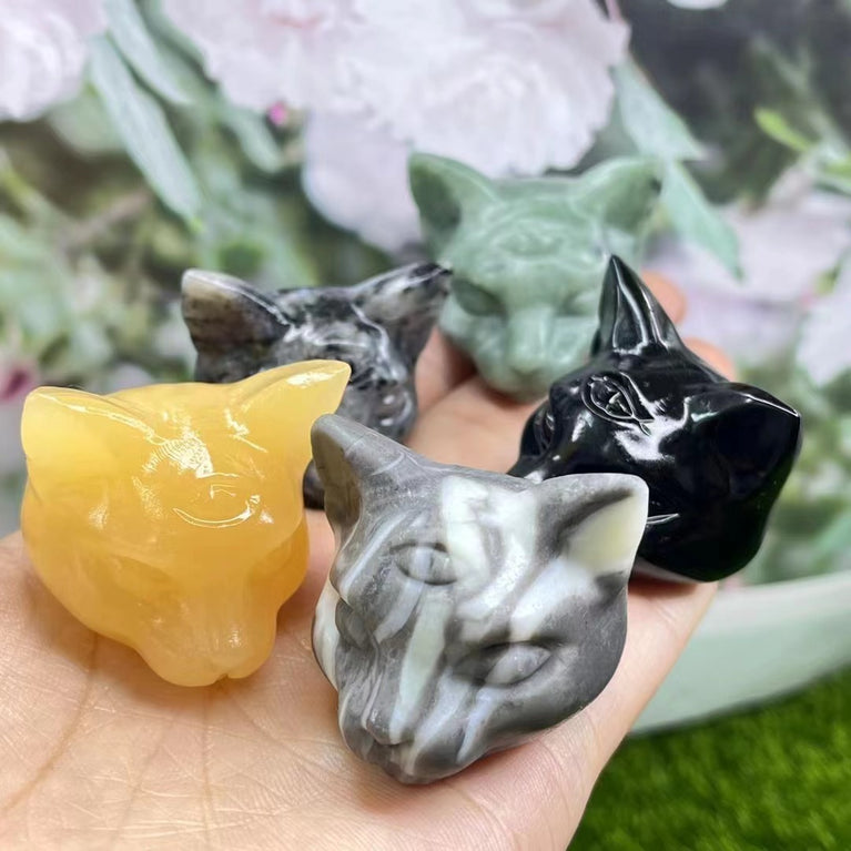 5CM Cat Head Carving Natural Crystal