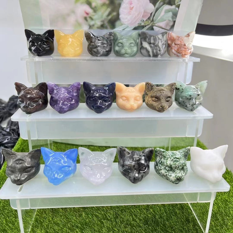 5CM Cat Head Carving Natural Crystal