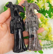 12CM Black Obsidian Reaper Carving Natural Crystal