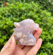 5CM Flower Agate Eagle Head Carving Natural Crystal Carving