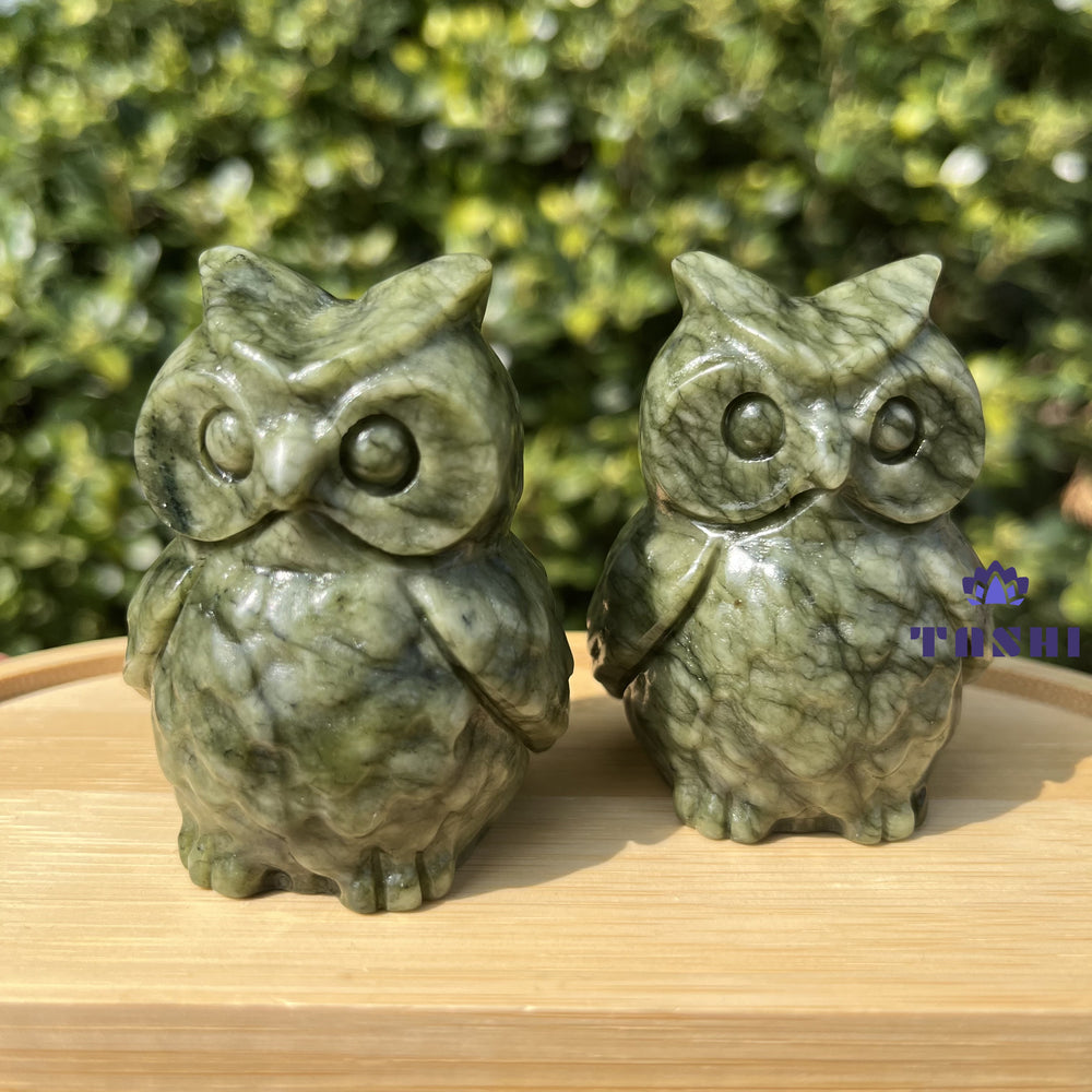 6CM Serpentine Owl Natural Crystal Carving