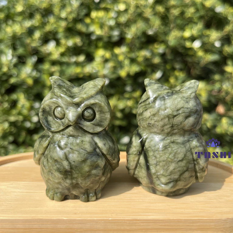 6CM Serpentine Owl Natural Crystal Carving