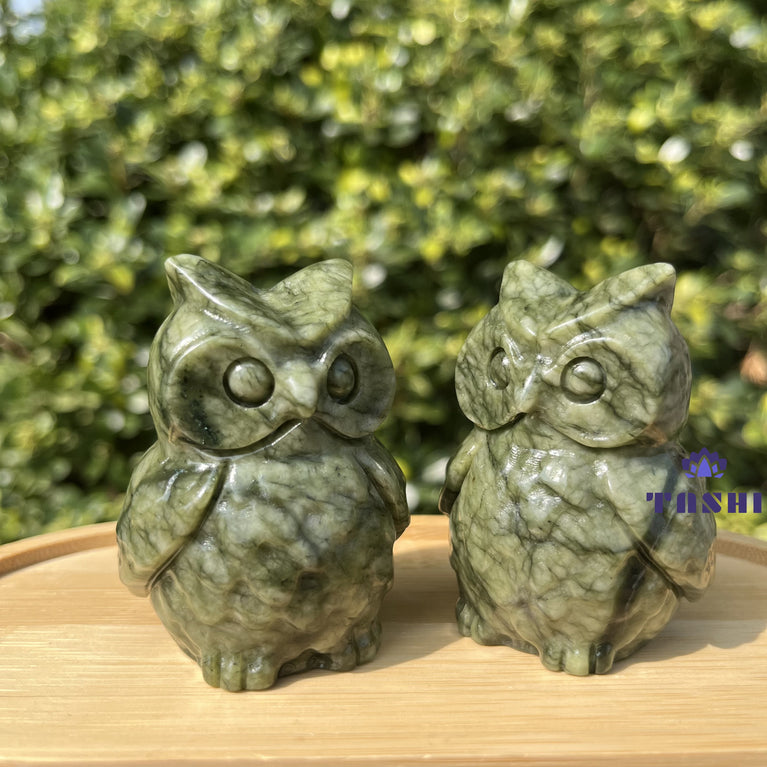 6CM Serpentine Owl Natural Crystal Carving