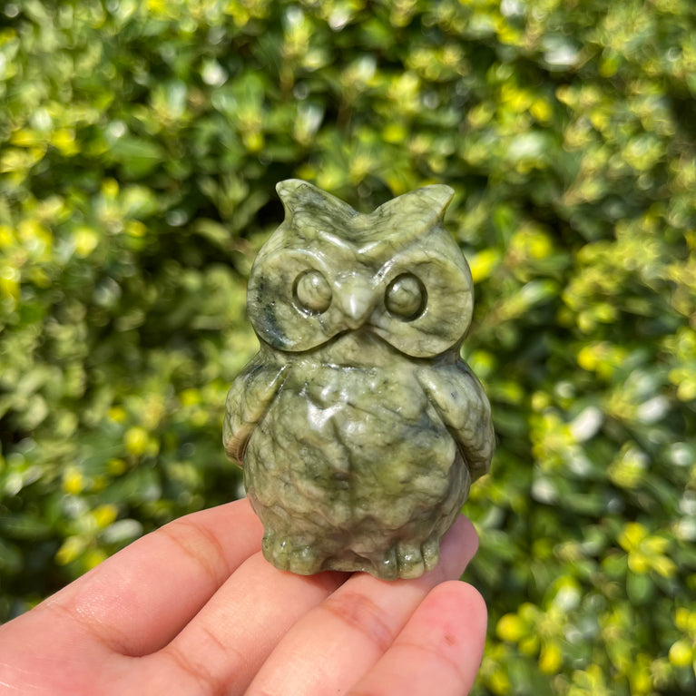 6CM Serpentine Owl Natural Crystal Carving