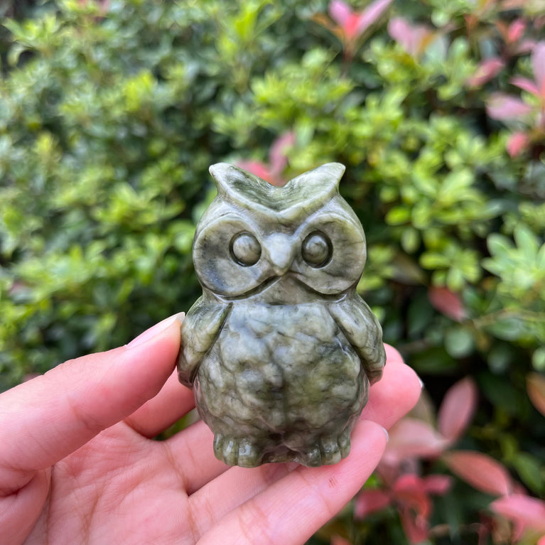 6CM Serpentine Owl Natural Crystal Carving