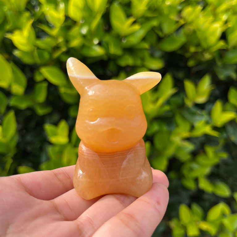 6CM Yellow Calcite Pikachu Pokemon Series Natural Crystal Carving