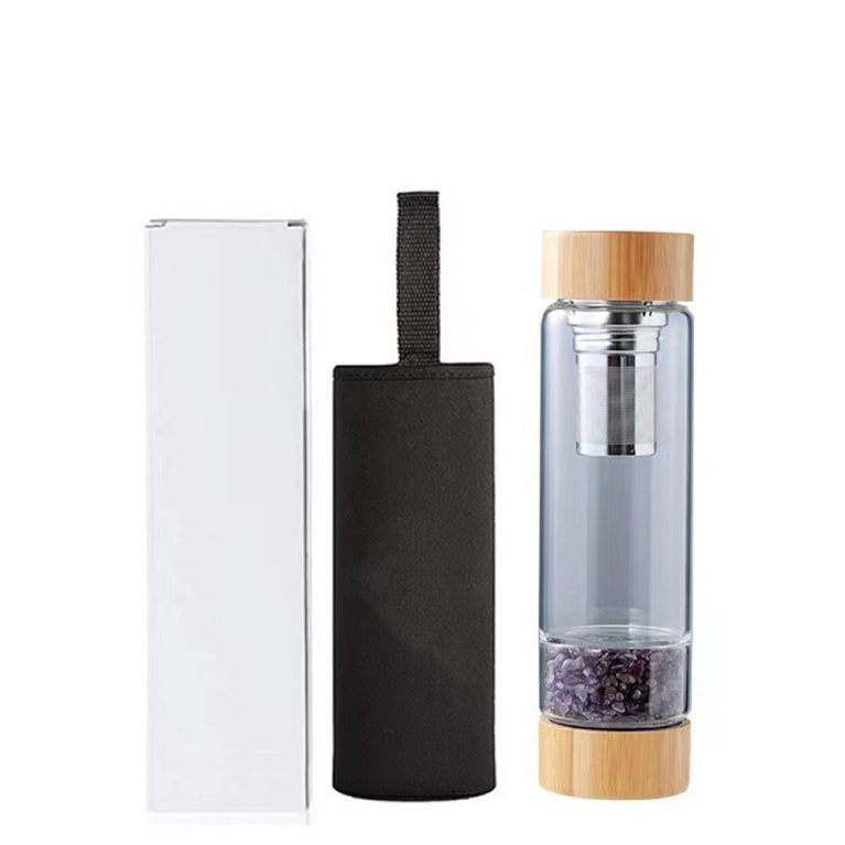 Energy Water Bottle Natural Crystal Chips with Tea Filter