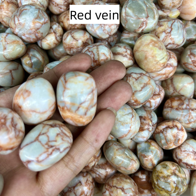 Red Vein Stone Tumbles Natural Crystal Confetti Healing Energy