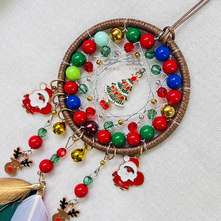 Handmade Christmas Tree Santa Clause Dreamcatcher Wholesale Car Hanging Decoration Gifts