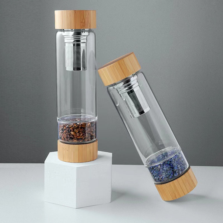 Energy Water Bottle Natural Crystal Chips with Tea Filter