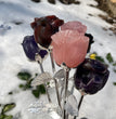 High Quality Crystal Roses on Stem Flowers Natural Crystal Carving