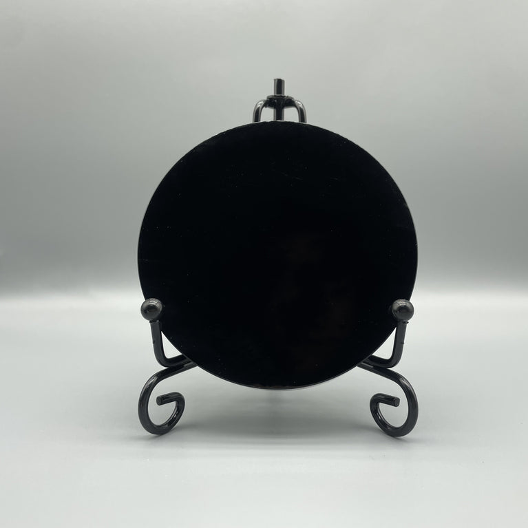 Natural Black Obsidian Mirror Round Plate Slab Decoration