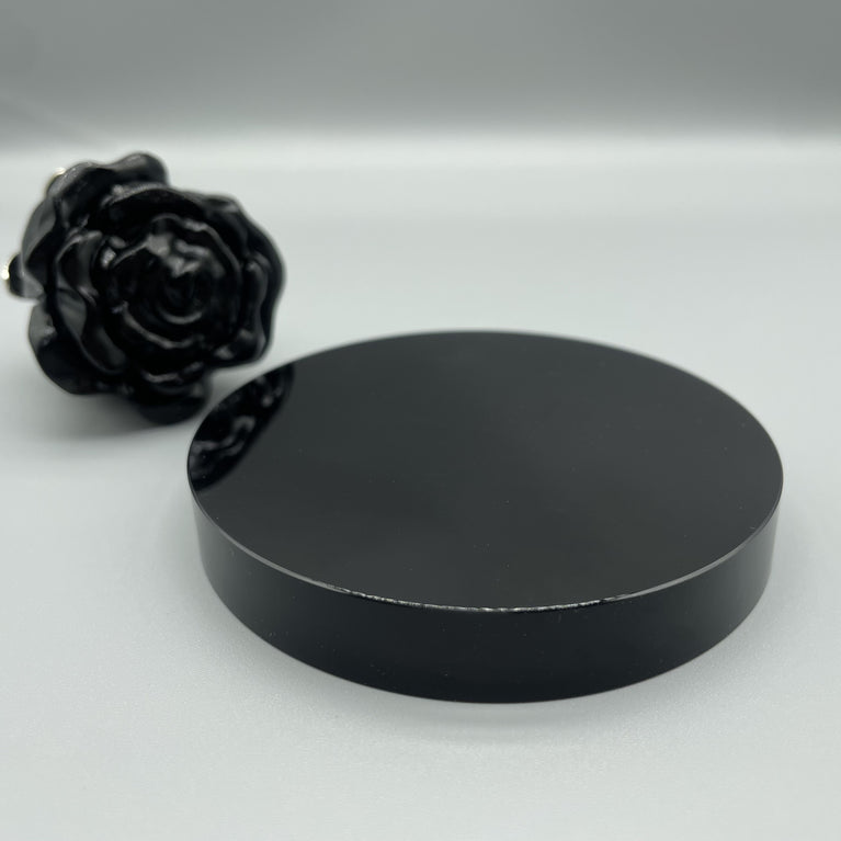 Natural Black Obsidian Mirror Round Plate Slab Decoration