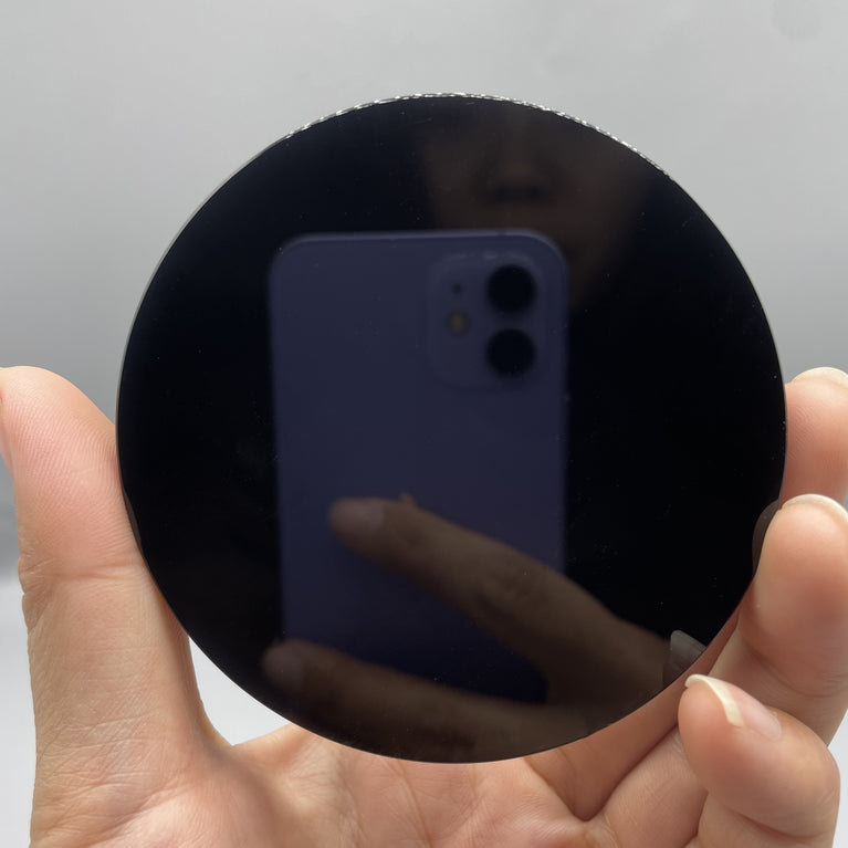 Natural Black Obsidian Mirror Round Plate Slab Decoration