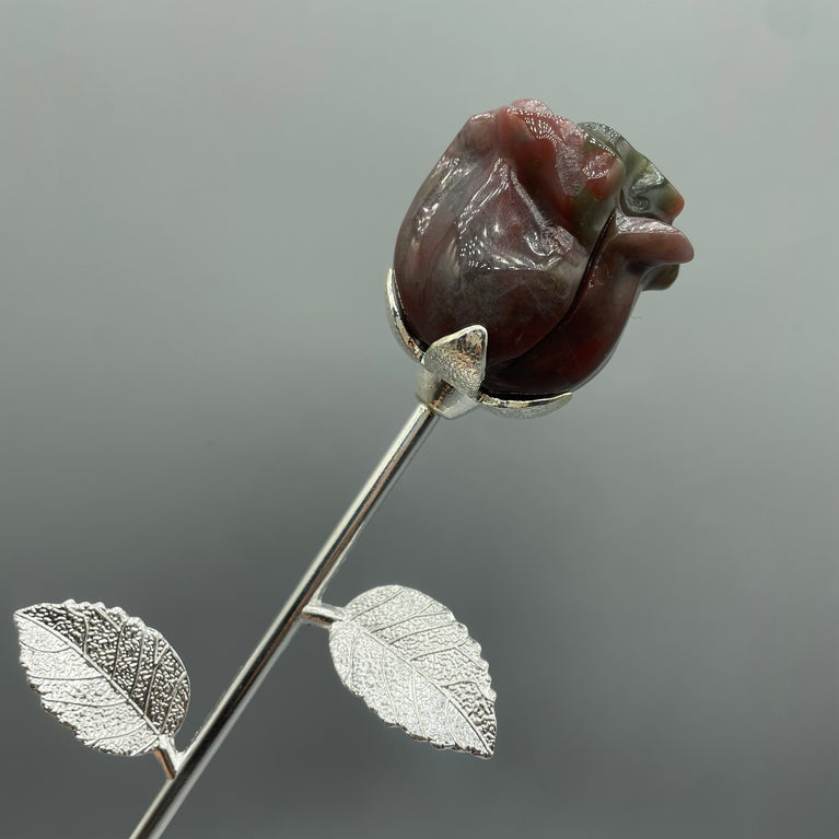 High Quality Crystal Roses on Stem Flowers Natural Crystal Carving