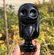 10CM Black Obsidian Jack and Sally Natural Crystal Carving