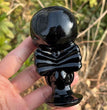 10CM Black Obsidian Jack and Sally Natural Crystal Carving