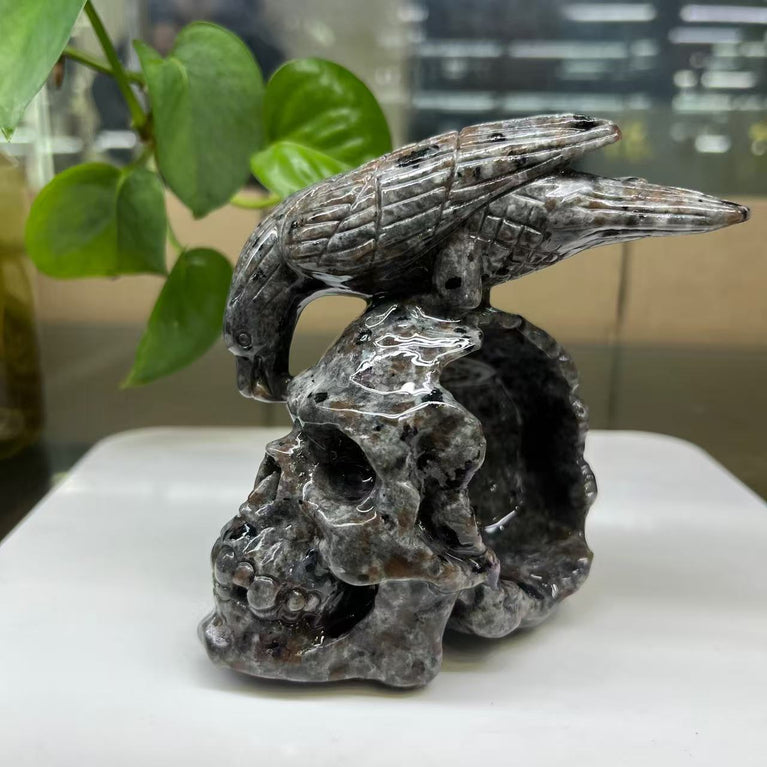 Natural Yooperlite Carved Skull Strong UV Reaction