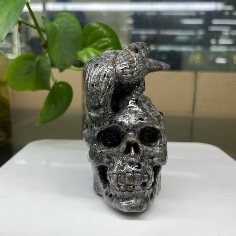 Natural Yooperlite Carved Skull Strong UV Reaction