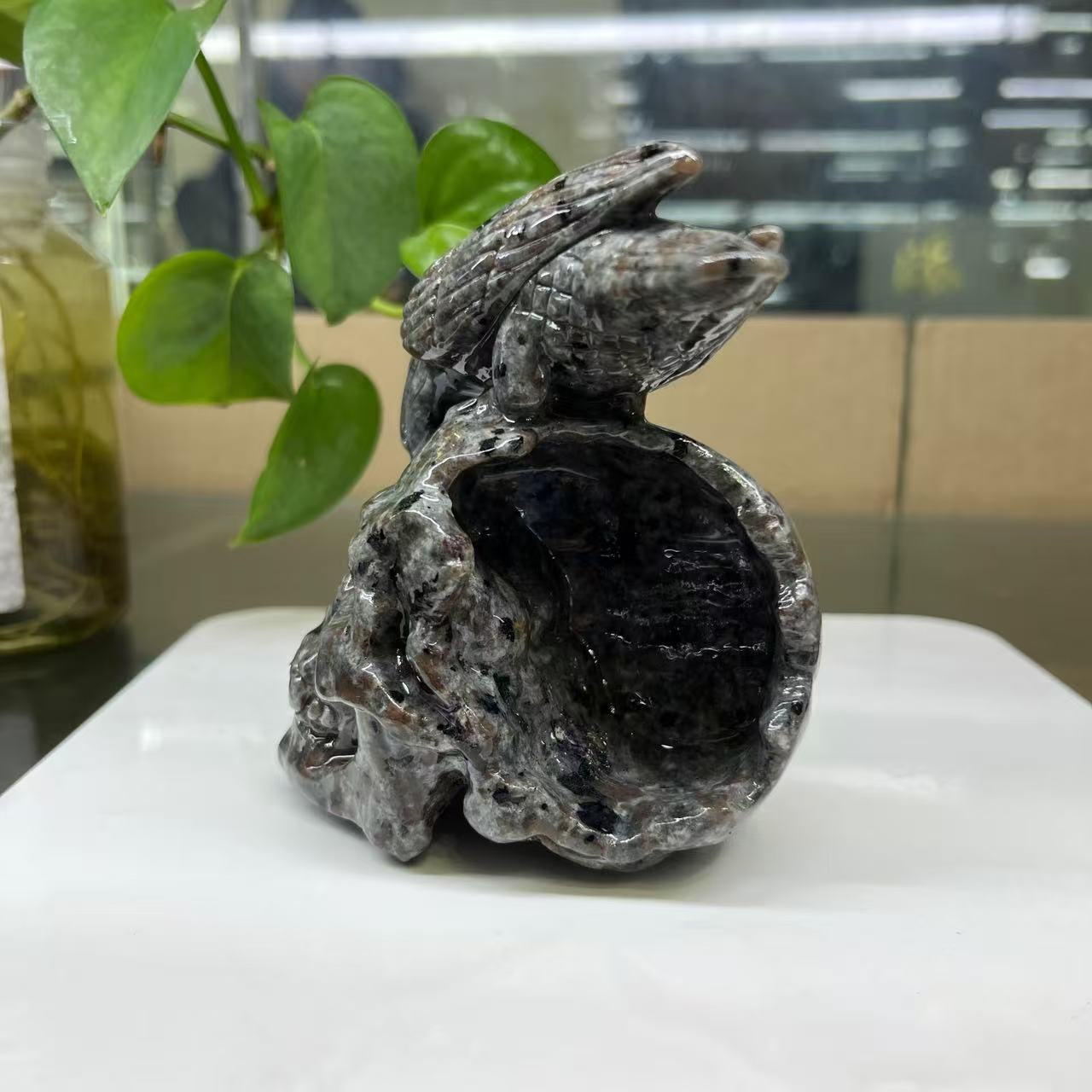 Natural Yooperlite Carved Skull Strong UV Reaction