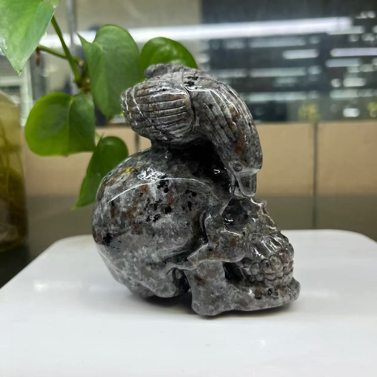 Natural Yooperlite Carved Skull Strong UV Reaction