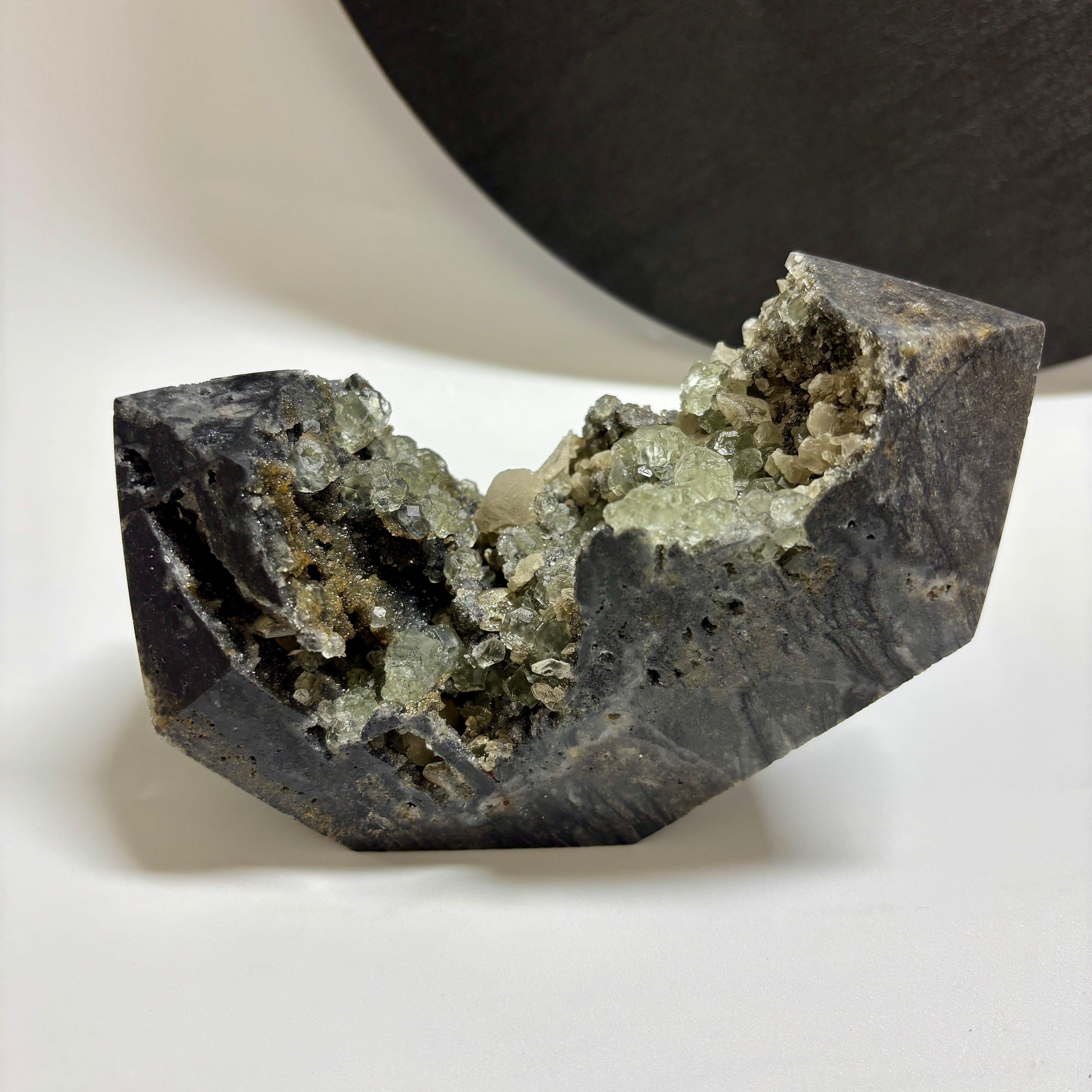 Natural UV Reactive Green Fluorite with Mangano Calcite on Sphalerite Specimen