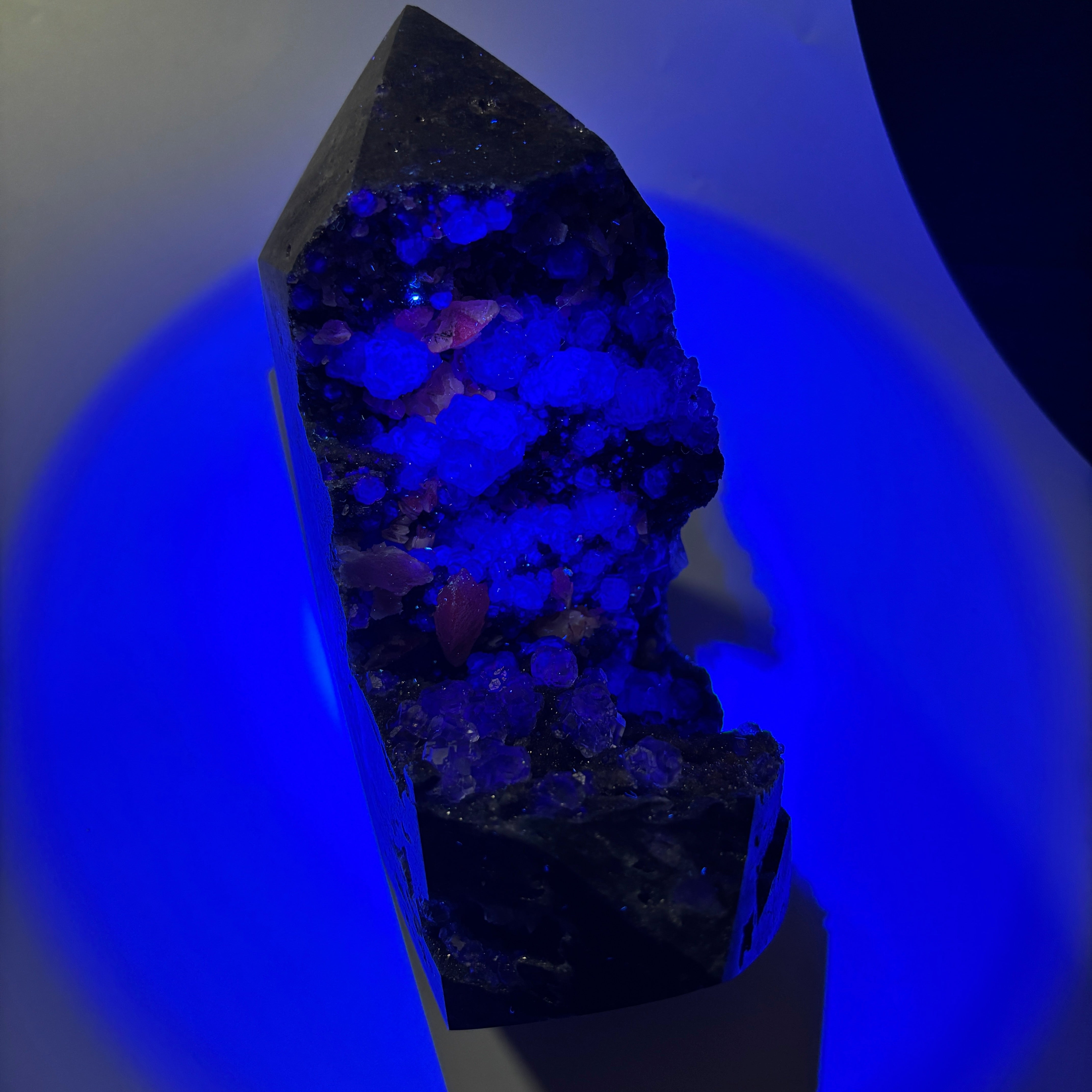 Natural UV Reactive Green Fluorite with Mangano Calcite on Sphalerite Specimen