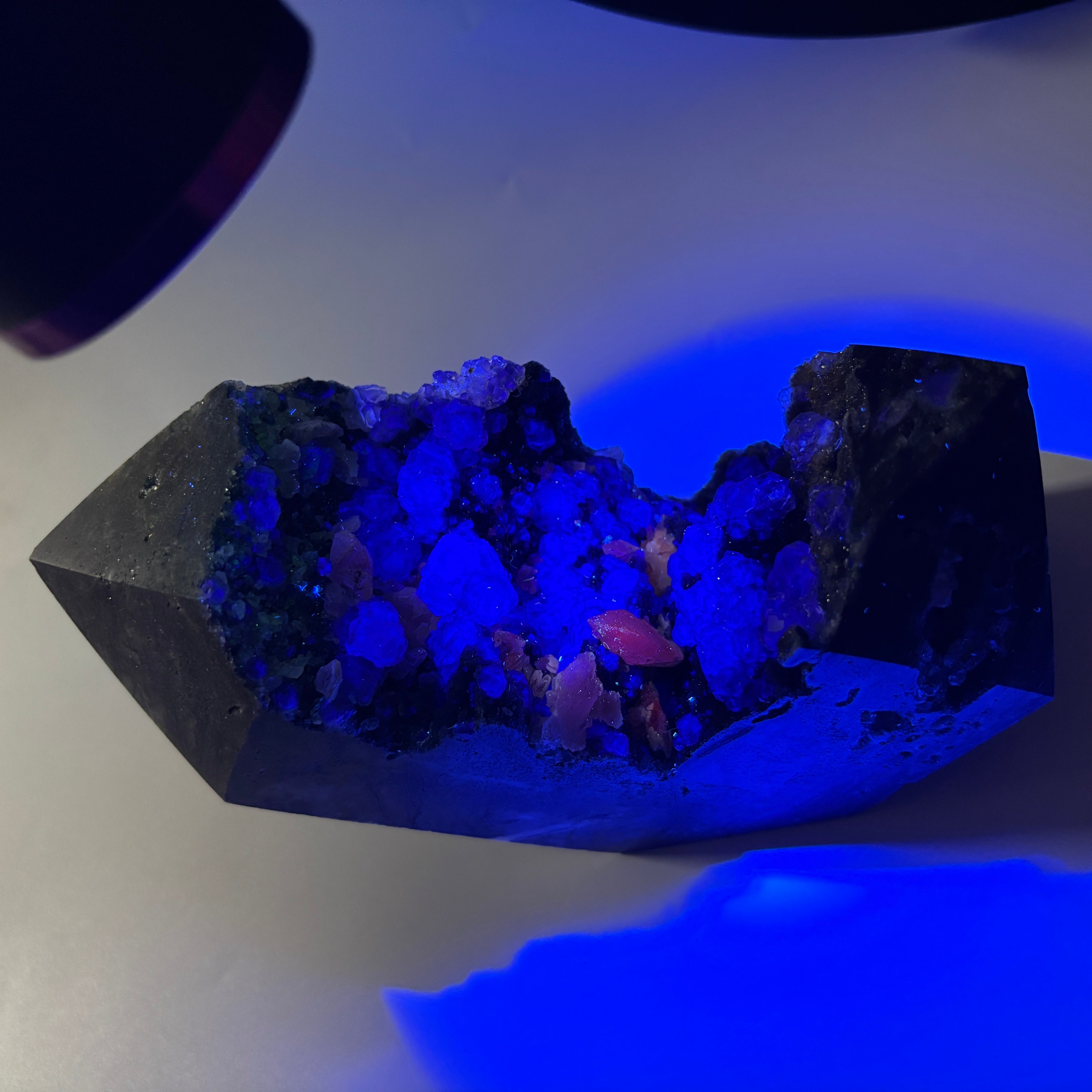 Natural UV Reactive Green Fluorite with Mangano Calcite on Sphalerite Specimen
