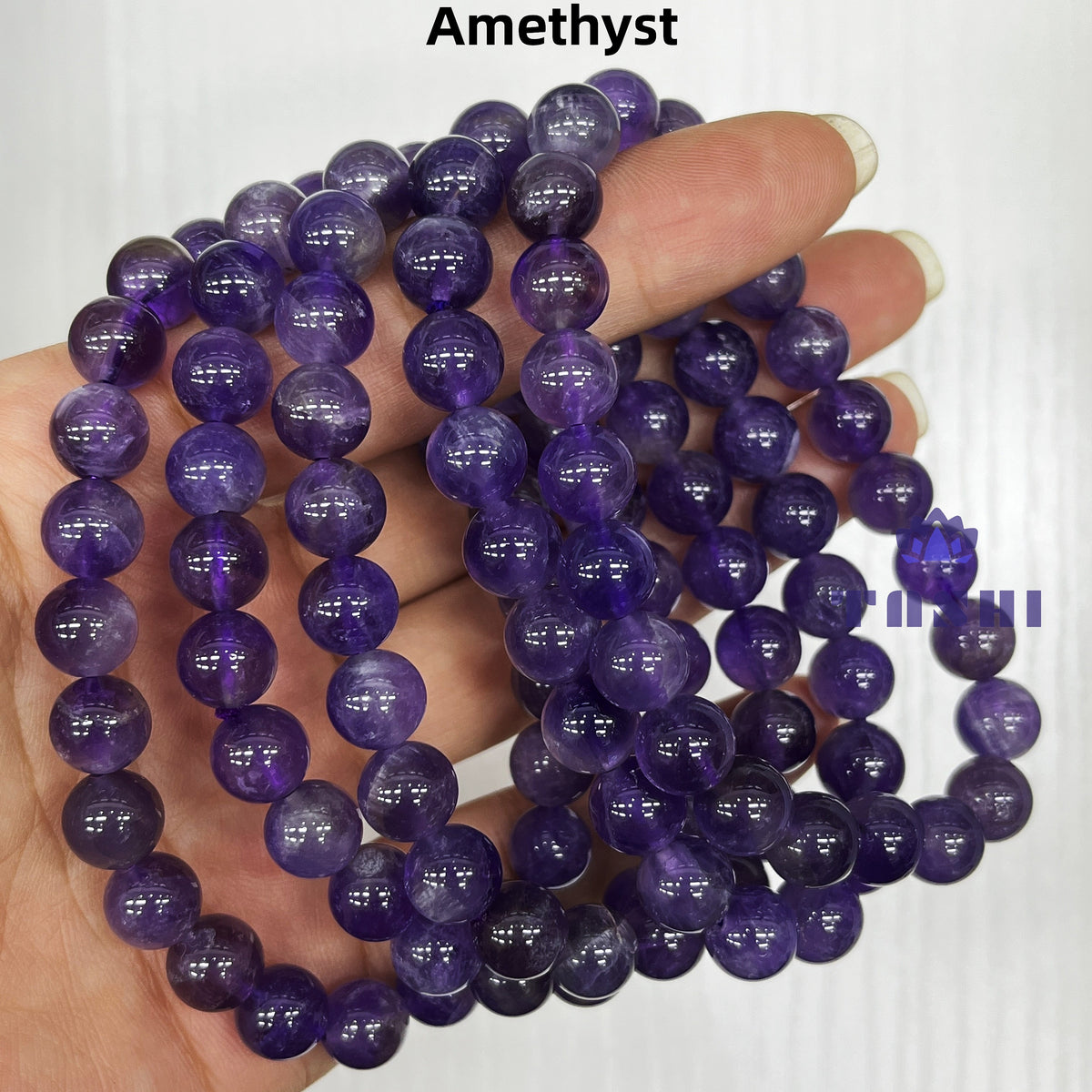 8mm Amethyst Bracelets Round Beaded Bracelets Stretch Beads