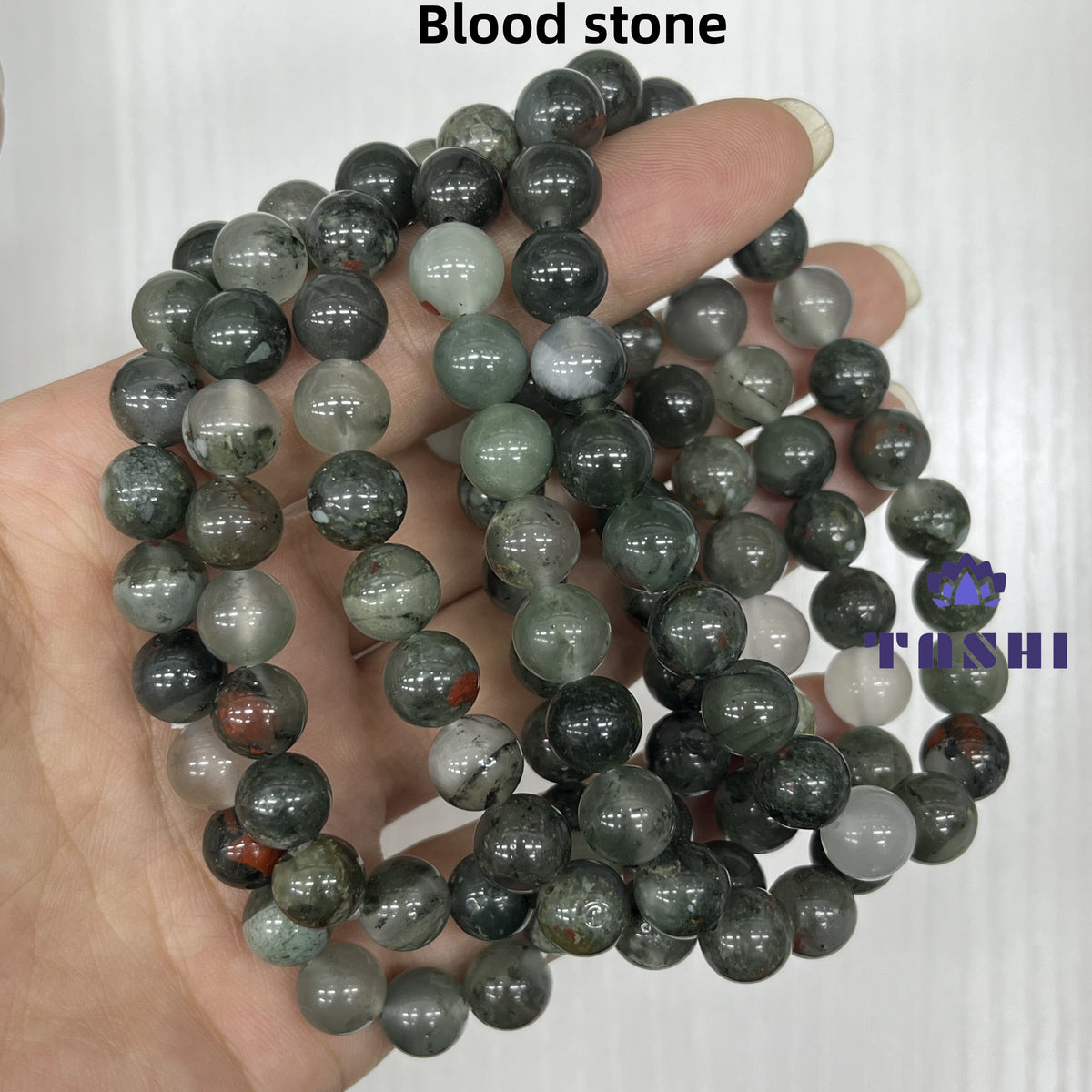 8mm Blood Stone Bracelets Round Beaded Bracelets Stretch Beads