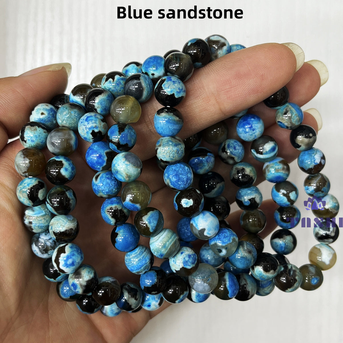 8mm Blue Fire Agate Bracelets Round Beaded Bracelets Stretch Beads