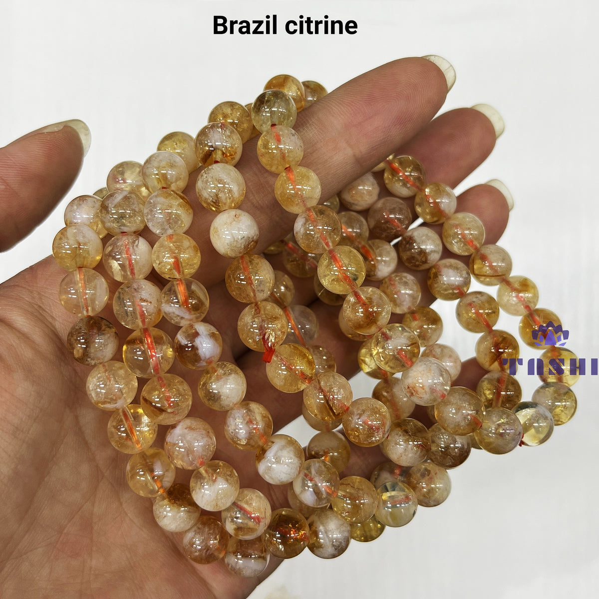 8mm Brazil Citrine Bracelets Round Beaded Bracelets Stretch Beads