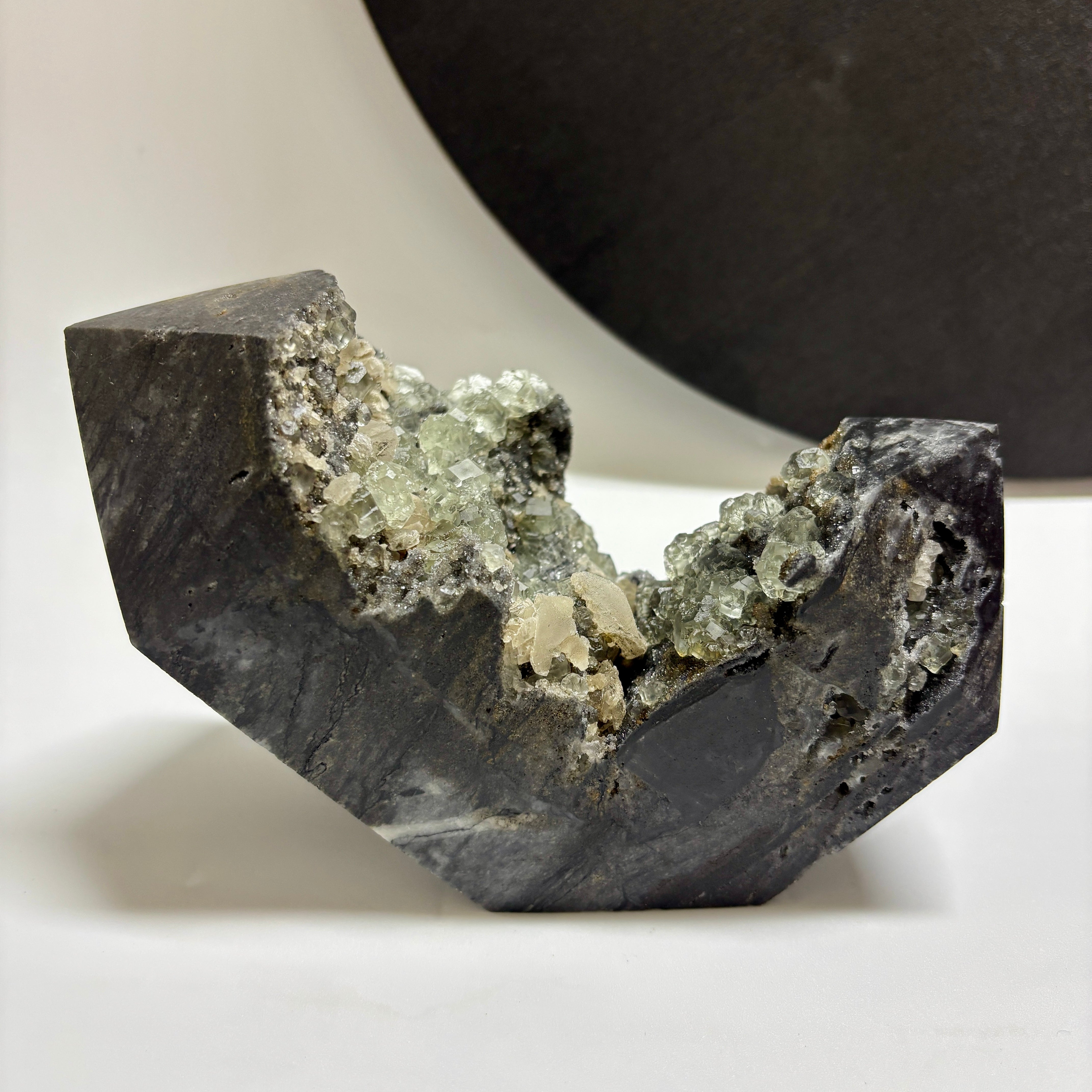 Natural UV Reactive Green Fluorite with Mangano Calcite on Sphalerite Specimen