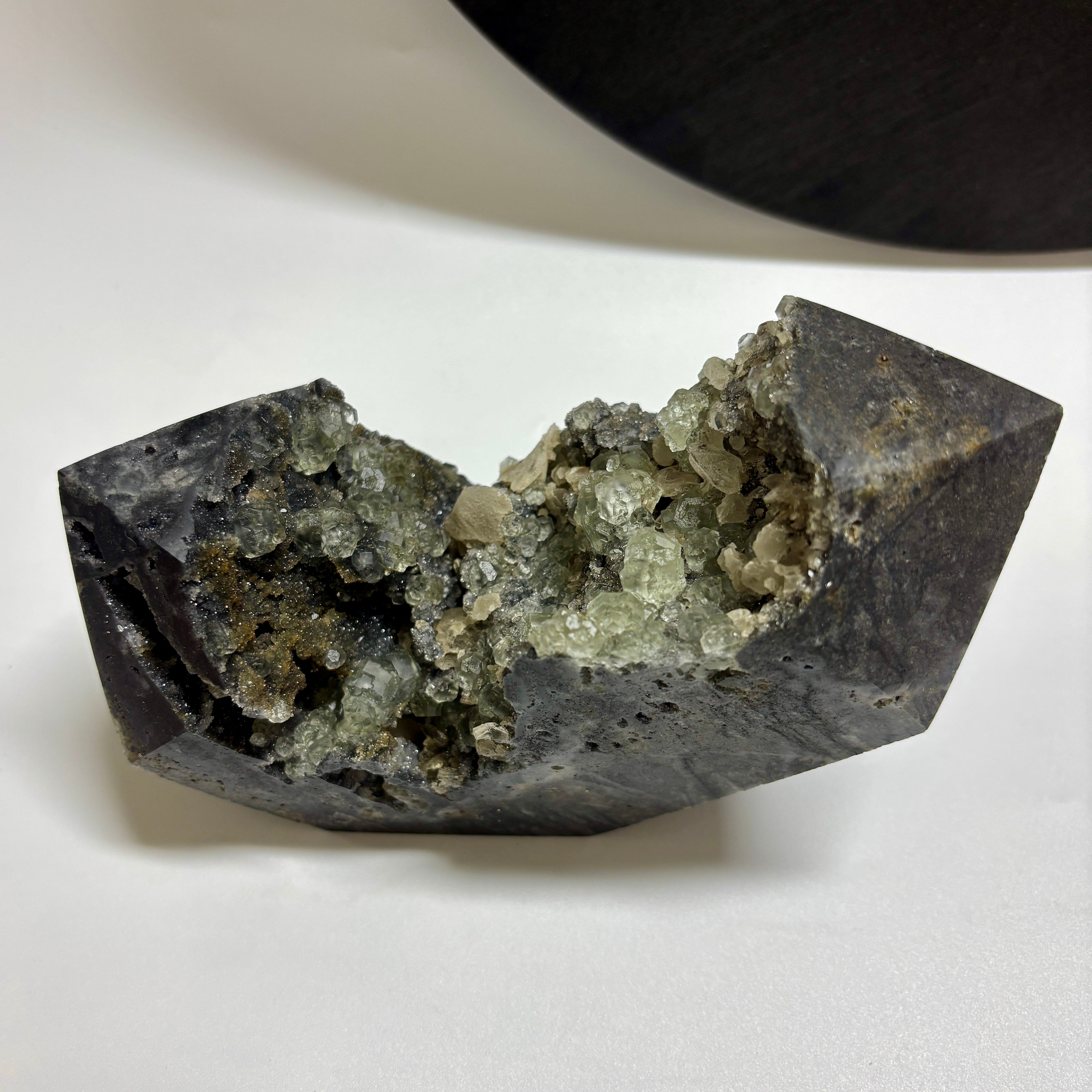 Natural UV Reactive Green Fluorite with Mangano Calcite on Sphalerite Specimen