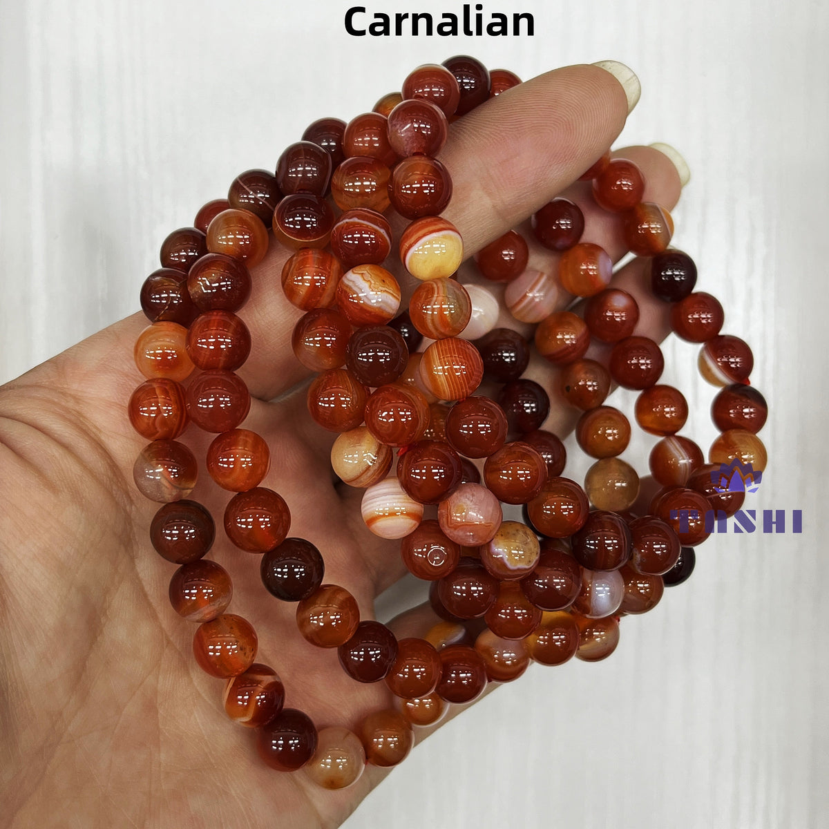 8mm Carnelian Bracelets Round Beaded Bracelets Stretch Beads