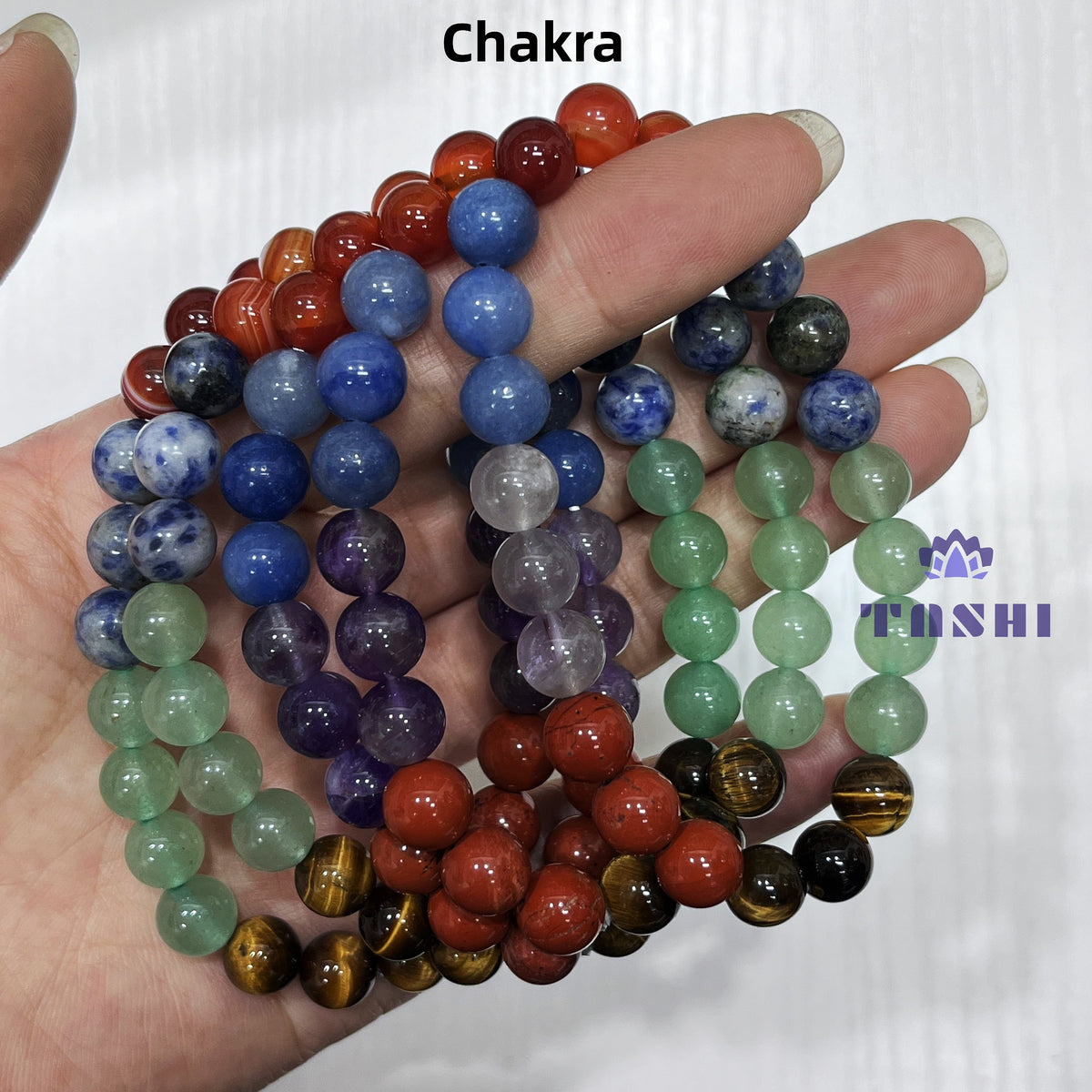 8mm Chakra Rainbow Bracelets Round Beaded Bracelets Stretch Beads
