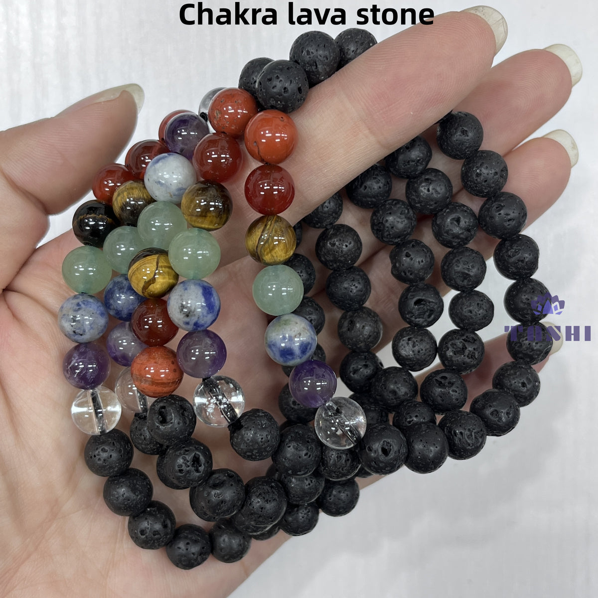 8mm Chakra Lava Stone Bracelets Round Beaded Bracelets Stretch Beads